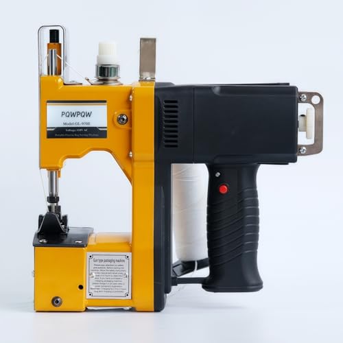 Bag Sewing Machine, 2s/bag Portable Bag Sewing Machine, Industrial Bag Closing Machine for Packing Woven Bags Non-woven Fabrics Leather (Yellow, Corded - 110V)