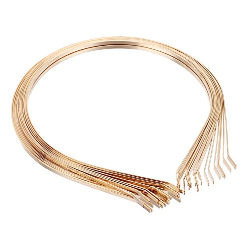 Merssavo 20Pcs DIY Blank Metal Headbands Golden Rod