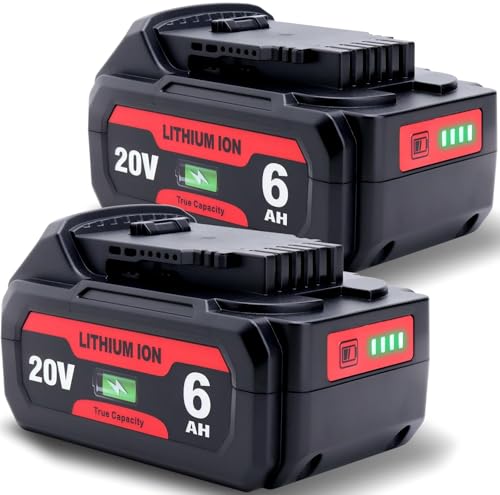 Image of Biswaye 2Pack 6.0Ah 20V Battery Replacement for Dewalt 20V MAX Lithium Ion Compatible with Dewalt DCB206 DCB204 DCB230 DCB203 DCB201 XR Cordless Power Tools, High Capacity Rechargeable Battery Pack