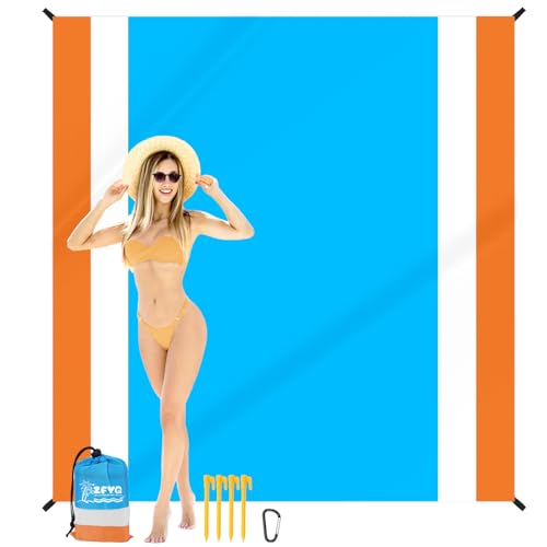 ZFYQ Coperta da Spiaggia, 200 x 210 cm Anti Sabbia Portatile Coperta da Picnic con 4 Picchetti Fixed per Picnic, Spiaggia, Viaggi, Escursionismo, Campeggio e Altro