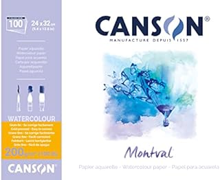 Canson Montval 300gsm watercolour practice paper pad including 100 sheets, size:24x32cm, natural white and Cold Pressed (Not)