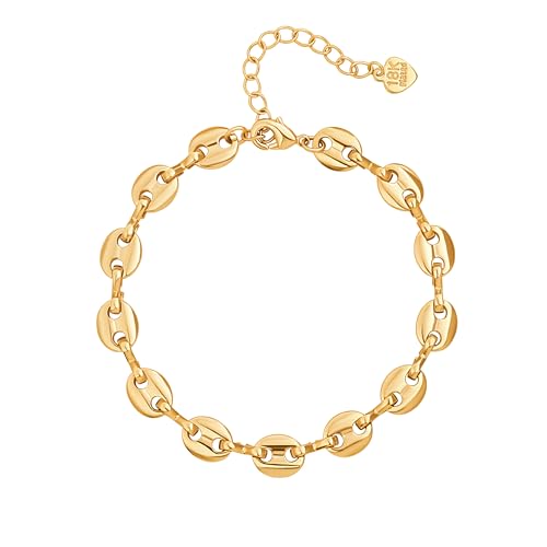 POTESSA 18K Gold Plated Link Chain Bracelet For Women Cubic Zirconia Dainty Everyday Bracelet, Ideal Gift for Women