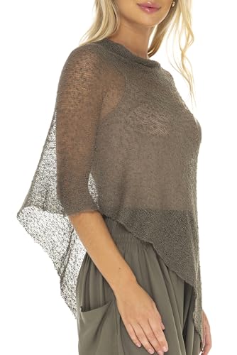Image of SHU-SHI Womens Sheer Knit Poncho Shrug Lightweight Cover Up One Size Fits Most