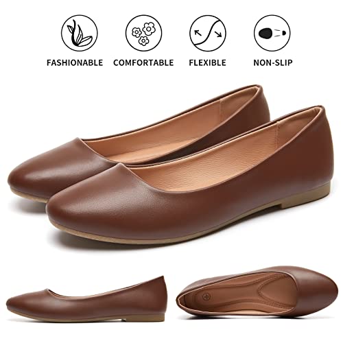 Image of Hash Bubbie Women's Flats Shoes Ballet Flats Dress Shoes Comfortable PU Leather Slip on Shoes for Women