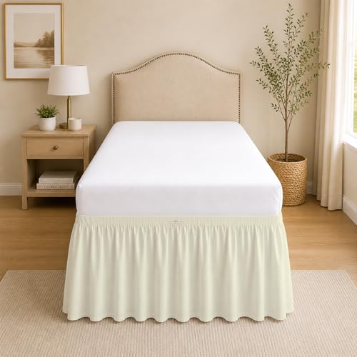Dorm Room College Microfiber Ruffled Bedskirts Twin-XL - 26" Drop, Ivory