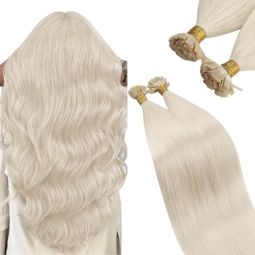 Ugeat Flat Tip Hair Extensions Real Human Hair, Blonde K