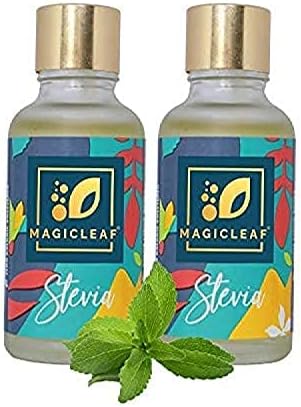 Magic Leaf Sugar Free Stevia Drops, 30 ml (Pack of 2), Natural Origin Sweetener with Stevia Leaf Extract, for Weight Watchers, Zero Calorie, Non GMO, Stevia Based Liquid Sweetener