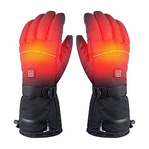Heated Gloves, Heated Ski Gloves Women Men 4000 mAh Rechargeable Electric Heated Gloves Waterproof 3 Heating Temperature Adjustable for Outdoor, Skiing, Hiking, Motorcycle Cover