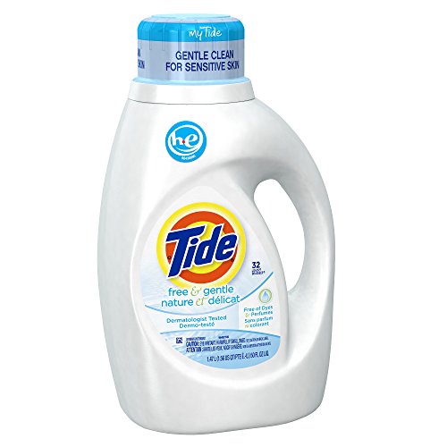 Image of Tide Free & Gentle HE Turbo Liquid Laundry Detergent, Pack of 2, Unscented, 1.47 L (32 Loads)