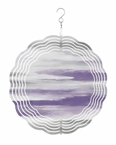 Abstract Wind Spinners, Country Purple Gray Hanging Wind Spinners for Yard and Garden 3D Stainless Steel Metal Sculptures Crafts Ornaments 10 Inch