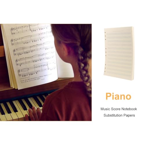 Cuaderno de música con papel manuscrito blanco de 12 líneas y recambio práctico 3