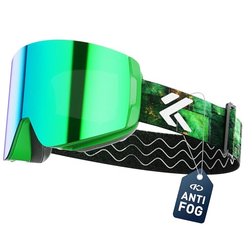 KAPVOE Gafas de Esquí OTG para Hombre y Mujer Antivaho Gafas de Snowboard, Lentes Magnéticos Intercambiables, Protección UV400, Deportes de Invierno K718