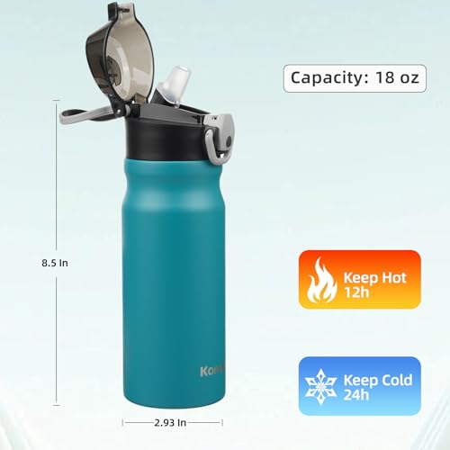 Image of Konokyo 18 oz Insulated Stainless Steel Sports Water Bottle with Straw Lid