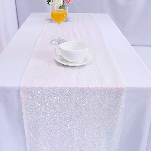 TRLYC 6 Pieces 12 by 108-Inch Wedding Iridescent Sequin Table Runner,Iridescent