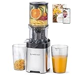 AMZCHEF Cold Press Slow Masticating Juicer - Stainless Steel Professional with 126MM Large Feed Chute, Whole Fruit & Vegetable, Easy Clean, Double Strainers, Durable Safe