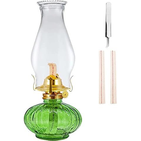 Rustic Kerosene Lamp with Wicks and Tweezers Cover