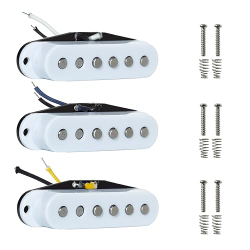 Phrilam Staggered Alnico 5 Single Coil Pickup Set for Strat Guitar, White
