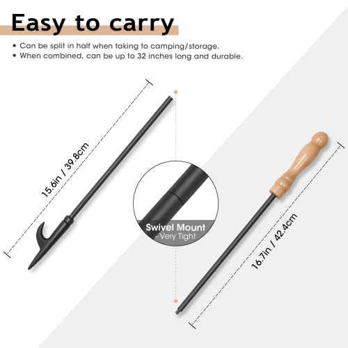 Image of Fire Poker for Fire Pit, 32 inch Fireplace Poker Premium Solid Steel Fire Pit Poker Campfire Poker for Fireplace Camping Wood Stove Indoor and Outdoor - Rust Resistant Black Finish