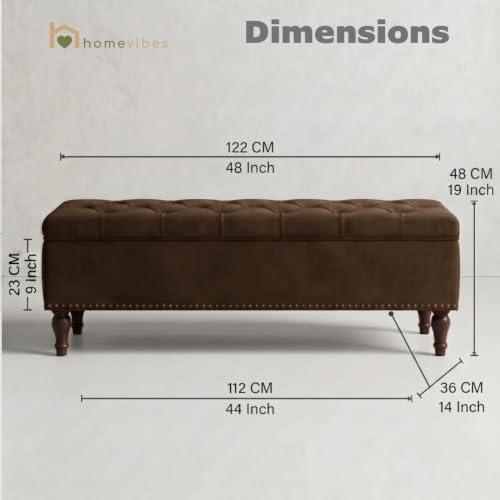 Image of Velum 3 Seater Sofa for Living Room & Office | Premium Fabric Upholstery | Solid Wood Frame | Comfortable Seating | 3 Years Warranty (Dark Brown, Storage Ottoman)