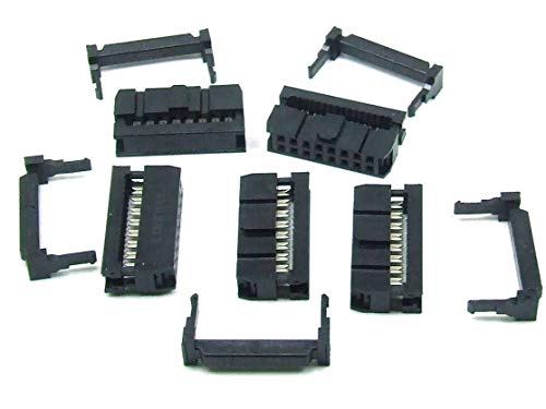 10 Connecteurs IDC Femelle 14 Broches – 2,54 Mm – Pour Câble Plat – Noir
