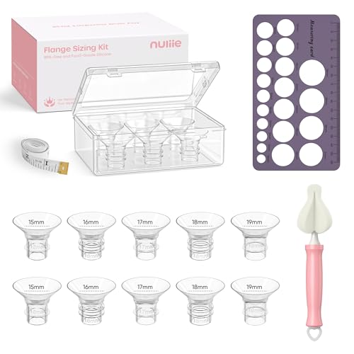 Image of Nuliie 10PCS Silicone Flanges Insert Replacement Kit, Flange Sizing Kit 15/16/17/18/19mm for 24mm Flange/Shield Breast Pumps, Pumping Essential Kit for Moms