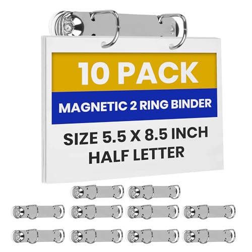 Mecanismo de carpeta de 2 anillas, carpeta magnética de 1 pulgada, anillo en forma de D, para colgar papel A5 (tamaño 5.5 x 8.5 pulgadas, media carta), paquete de 10