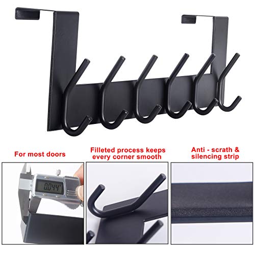 SKOLOO Over The Door Hook - 6 Hooks, No Assembly Required, Stainless Steel Door Hooks, Over Door Coat Rack for Hanging Coats Clothes Hats Robes, Black, Pack of 2 by SKOLOO - Image 4