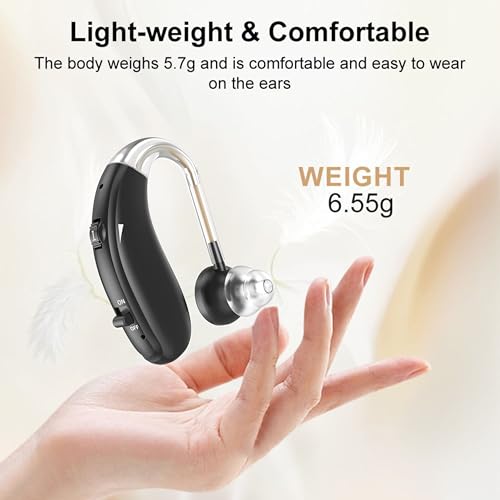 Image of Fastwell F27 Rechargeable Hearing Aids for Adults with Hearing Loss, 360 Degree Rotation Ear Hook, Digital Noise Reduction Ear Machine, Single Ear (Black) 1-Year Warranty
