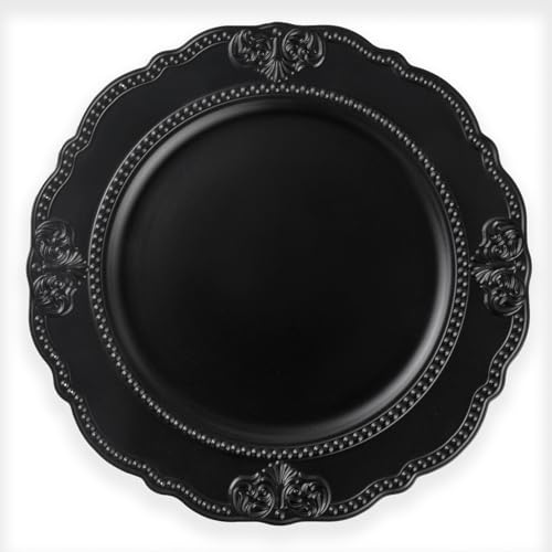 Platos cargadores de plástico 13 pulgadas Beaded Black x6 miniatura 1