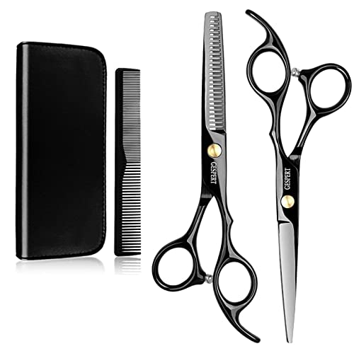 FLOWTRIC Haarschnitt Scheren Set, Friseurschere Kompakt Haarschere für Männer Damen Kinder/Haarschneideschere Ausdünnende Schere Kamm Putztuch Haarnadel / Praktisch Friseur Scheren Set Haushaltsschere Cover
