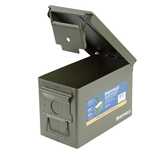Sheffield 12623 .30Caliber Black Military Style Ammo Can Rugged