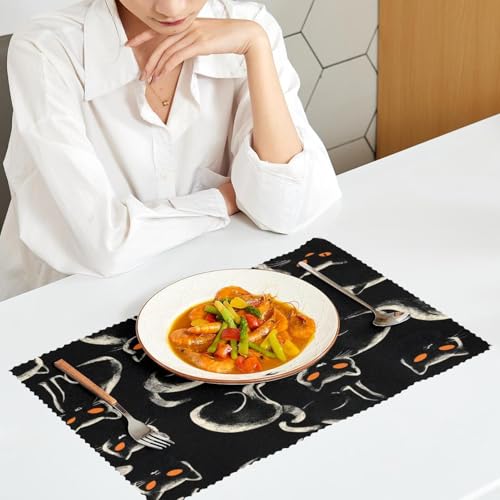 Set de table chat noir lot de 6 dessous de plat lavables 30x45 cm - 7