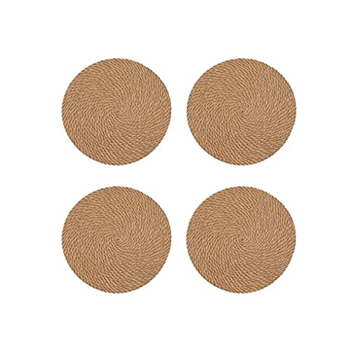 Alnicov Set di 4 tovagliette rotonde in lino intrecciato, 18 cm, resistenti al calore, spessi sottopentola