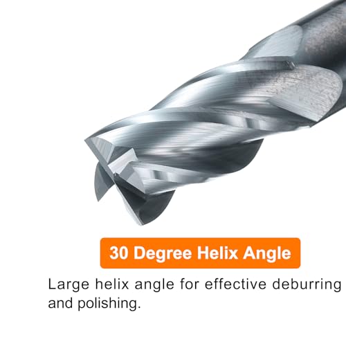 Image of HARFINGTON 5pcs Carbide Square Nose End Mill Bit 1 /2 inch Cut Dia 4 Flutes TiAlN Coated Milling Cutter for Hardened Steel Metal (1 /2 inch Shank 1 inch Cut Length 3 inch Long 30 Degree Helix HRC53-55)