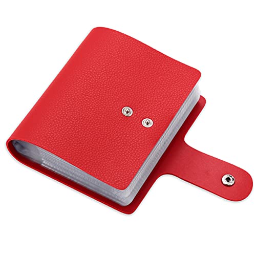 RFID Credit Card Organizer for Women/Men, Leather Business Card Holder with 60 Card Slots,Office Business Card Organizer, Book Style Card Case for Storage Various Cards (Red) - Thumbnail 4
