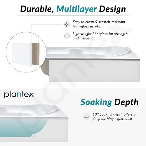 Image of Plantex Bathtub For Bathroom /Bath tub for Adults /Deep Soaker Bathtub with Overflow and Waste Coupling Accessories (White - 1670 mm)