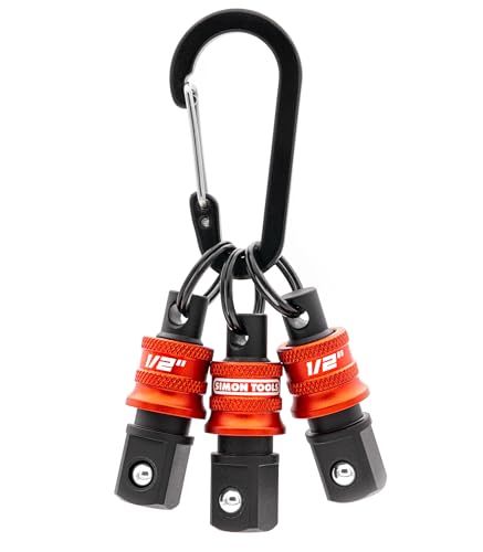 Simon tools Socket Holder Keychain 3pc - 1/2 Socket Organizer with Quick Release and Clip - Perfect Impact Wrench and Toolbox Accessories for Construction Workers Linemen and Automotive Mechanics