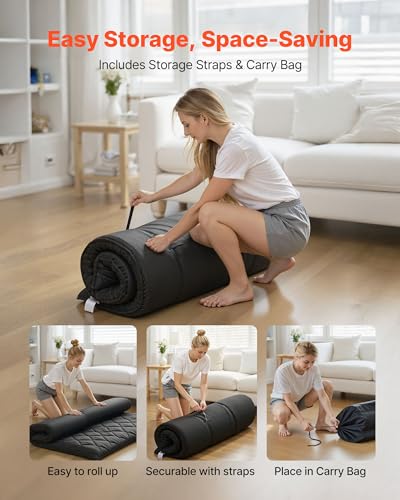 Image of VEVOR Japanese Floor Mattress, Futon Mattress, 100% High Density Comfortable Foam, Foldable Tatami Mat with Storage Bag, Sleeping Pad for Camping Dormitory Yoga