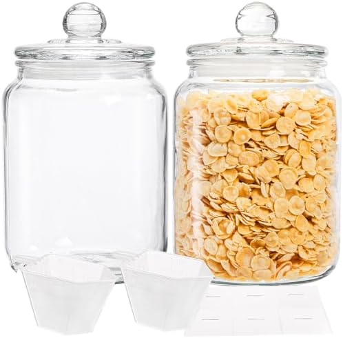 Nicunom 2 Pack Glass Jars 1/2 Gallon, Wide Mouth Glass Jar for Kitchen Storage and Laundry Room Organization, Cookie Jar Glass Storage Containers for Dried Foods, Candy, Flour, Detergent Pods