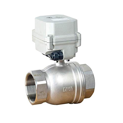 BOKYWOX DC 12V Motorized Ball Valve NPT 2'' Electrical Ball Valve CR2-01 with Manual Override & Indication Stainless Steel 304
