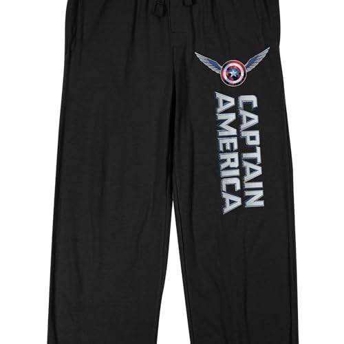 Captain America Brave New World Winged Shield Adult Black Sleep Pajama Pants2