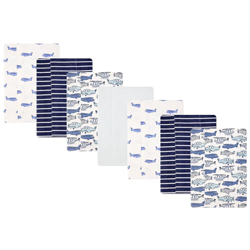 Hudson Baby Unisex Baby Cotton Polyester Flannel Burp Cloths 7-Pack, Born To Fly, One Size