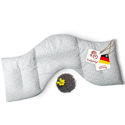 Navango® Almohada Térmica para Microondas Gris I Cojín Cervical Terapéutico para Calor y Frío I Bolsa de Semillas de Canola I 4 Compartimientos Algodón OEKO-Tex Cover