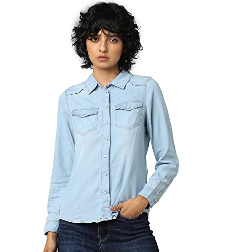 Image of ONLY Women's Cotton Regular Fit Collar Neck Shirt