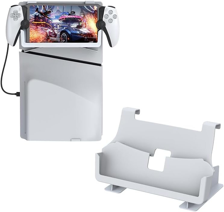 Hanging Stand Base For PS5 Portal, Console Side Hanging Hook Bracket Display Stand Storage Hanger Holder on The Host for PS5/PS5 Slim, White