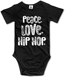 LyCheer Hip Hop Dance Cute Baby Onesie Birth Announcement Bodysuit Short Sleeve Romper Black