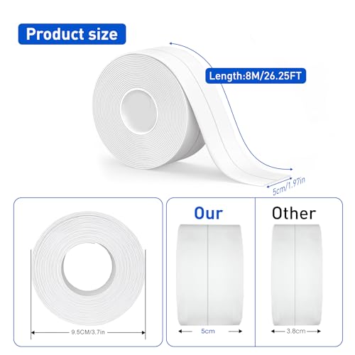 Image of White Caulk Tape Self Adhesive Waterproof,Bathroom Peel&Stick Caulking Tape