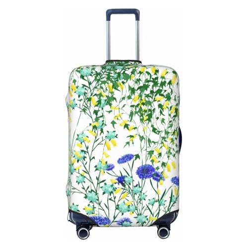 Elegant Flowers Floral Plant Leaf white Elastic Travel Luggage Cover Travel Suitcase Cover for Trunk Case 19''-32'' Luggage Protective Cover