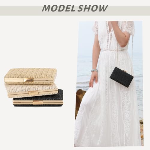 Image of GOKTOW Straw Clutch Purse Raffia Rattan Summer Woven Beach Handbags for Women Vacation Travel 2024