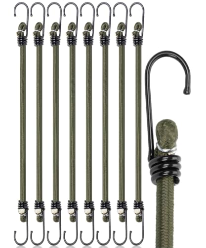 UNCO- Bungee Cords with Hooks 12 Inch 8 Pack Heavy Duty